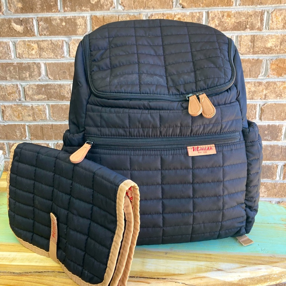 Maman Black Quilted Diaper Backpack Bag